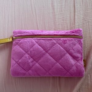 Lavish Pink Quilted Wristlet with Gold wrist strap